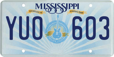 MS license plate YUO603