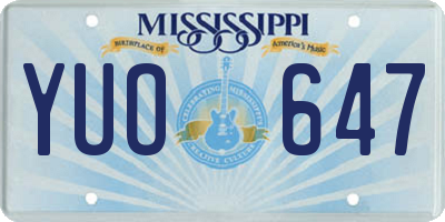 MS license plate YUO647