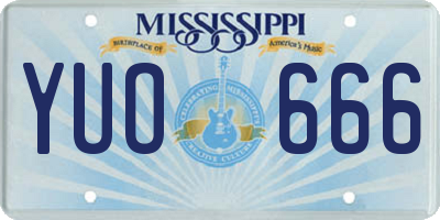 MS license plate YUO666