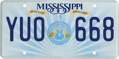 MS license plate YUO668