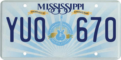 MS license plate YUO670