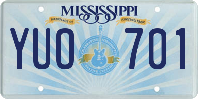 MS license plate YUO701