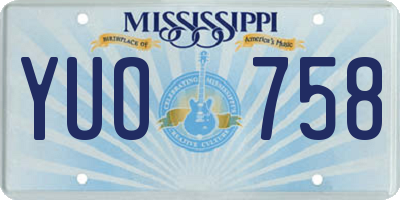MS license plate YUO758