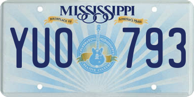 MS license plate YUO793