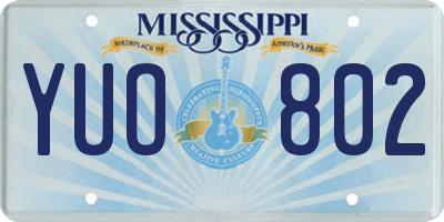 MS license plate YUO802