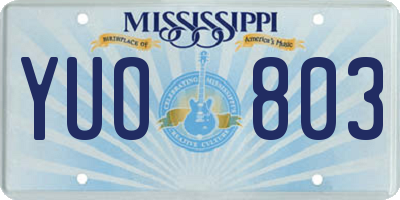MS license plate YUO803