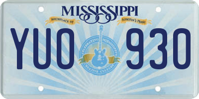 MS license plate YUO930