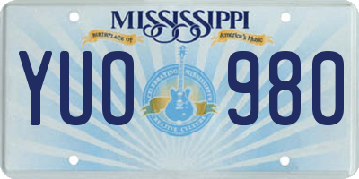 MS license plate YUO980