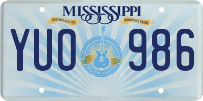 MS license plate YUO986