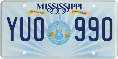 MS license plate YUO990
