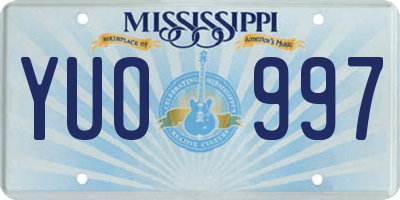 MS license plate YUO997
