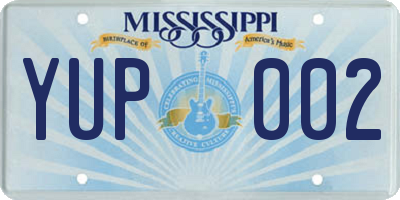 MS license plate YUP002