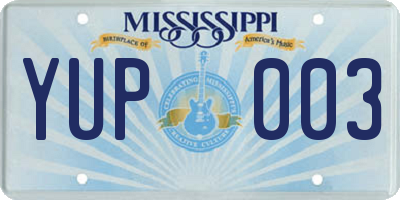 MS license plate YUP003
