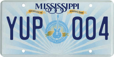MS license plate YUP004