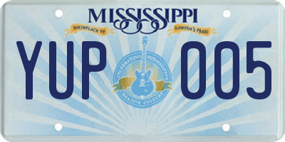 MS license plate YUP005