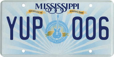 MS license plate YUP006