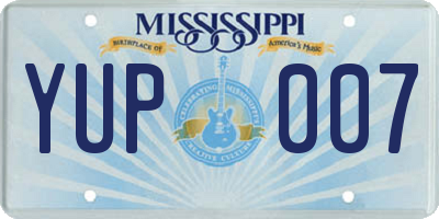 MS license plate YUP007