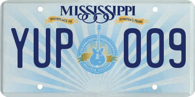 MS license plate YUP009