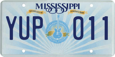 MS license plate YUP011