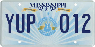 MS license plate YUP012