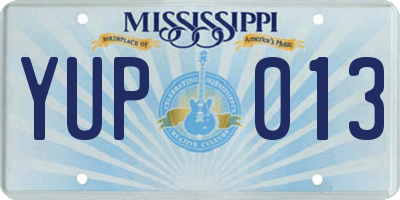 MS license plate YUP013