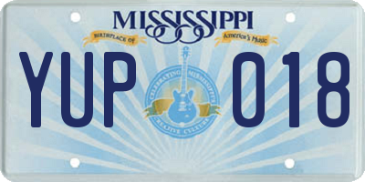 MS license plate YUP018