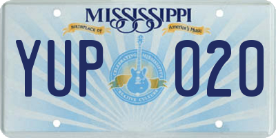 MS license plate YUP020