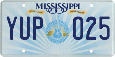 MS license plate YUP025
