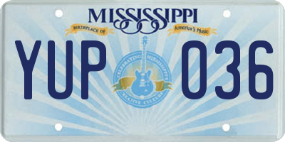 MS license plate YUP036