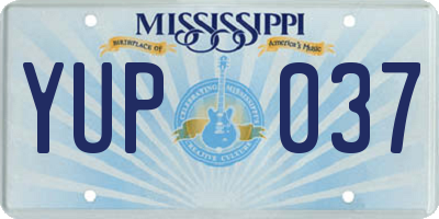 MS license plate YUP037
