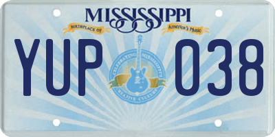 MS license plate YUP038