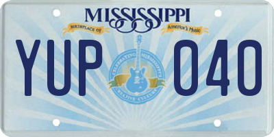 MS license plate YUP040