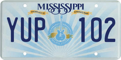 MS license plate YUP102
