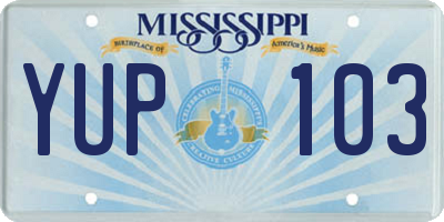 MS license plate YUP103
