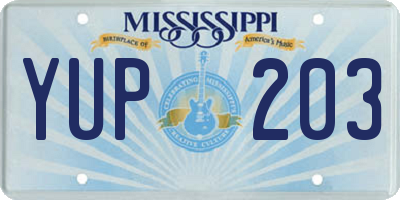 MS license plate YUP203