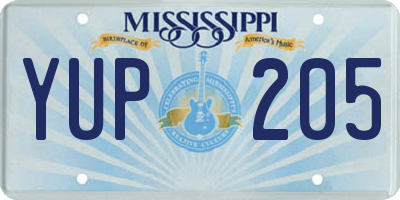 MS license plate YUP205