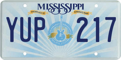 MS license plate YUP217