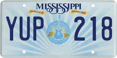MS license plate YUP218