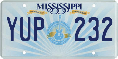 MS license plate YUP232