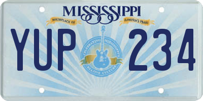 MS license plate YUP234
