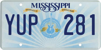 MS license plate YUP281