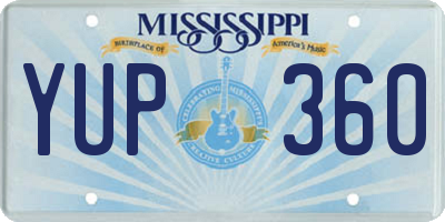 MS license plate YUP360