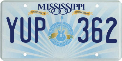 MS license plate YUP362