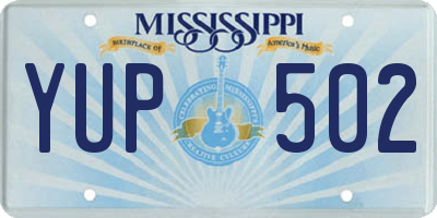 MS license plate YUP502