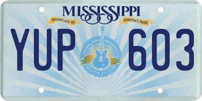 MS license plate YUP603