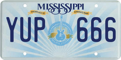 MS license plate YUP666