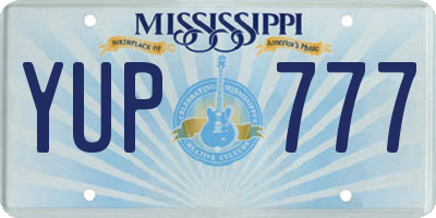 MS license plate YUP777