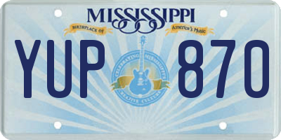 MS license plate YUP870