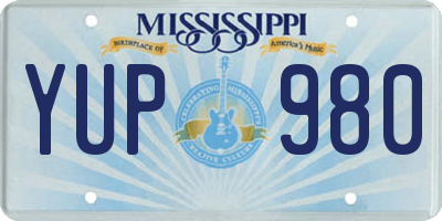 MS license plate YUP980