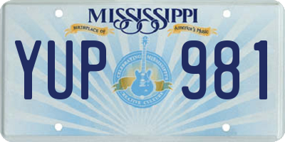 MS license plate YUP981